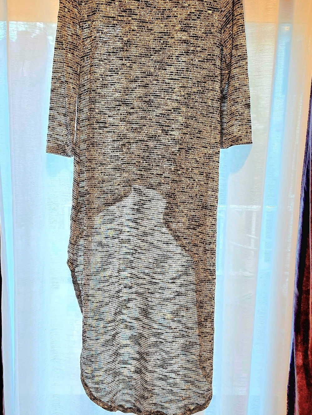 New York & Company Black and White Marled High-Low Knit Dress - Picture 3 of 3